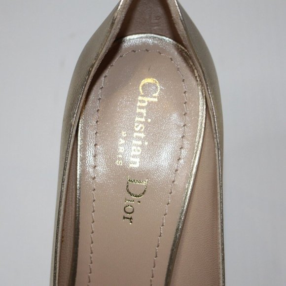 Christian Dior Gold Metallic Lambskin D-Moi Pumps size EU 40 / US 10 NEW $750 - Picture 4 of 10